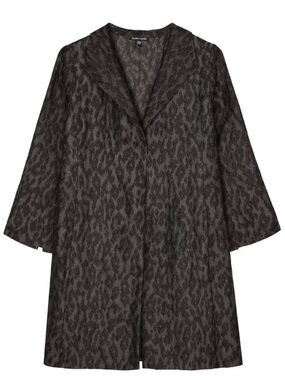 Eileen Fisher Charcoal Gray Leopard Jacquard Coat